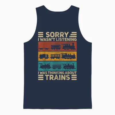 Retro Wagon Train Lover Model Railroad Conductor Funny Train Unisex Tank Top - Navy