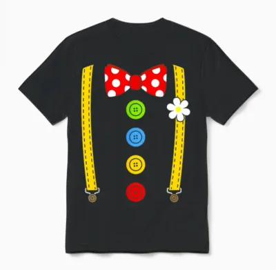 Clown Costume Braces Fancy Dress Carnival Unisex T-Shirt - Black