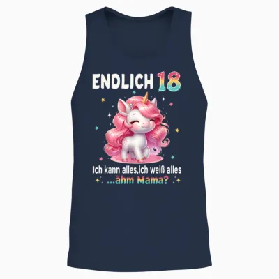 18th Birthday Girl 18 Years Unicorn Party Outfit Unicorn T-Shirt, Black Unisex Tank Top - Navy