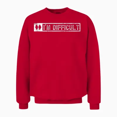 I'm Difficult Funny Double Diamonds Snowboard Skiing Pun Unisex Sweatshirt - Red