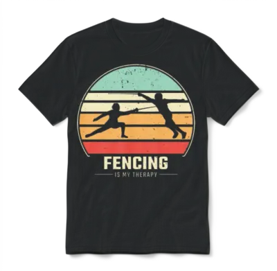 Fencing Retro Unisex T-Shirt - Black