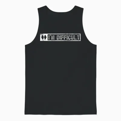 I'm Difficult Funny Double Diamonds Snowboard Skiing Pun Unisex Tank Top - Black