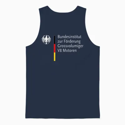 German Federal Institute for the Promotion of Large Volume V8 Engines T-Shirt, Black Unisex Tank Top - Navy