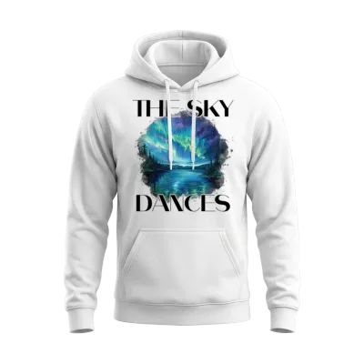 Aurora Lake Vista Northern Lights Unisex Hoodie - White