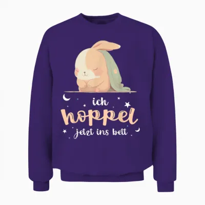 Hase Official Sleep Shirt Ich Hoppel Jetzt Ins Bett T-Shirt, Black Unisex Sweatshirt - Purple