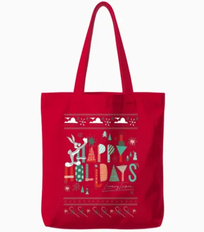 Looney Tunes Happy Holidays Christmas Tote Bags - Red