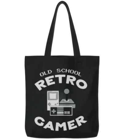 Old School Retro Gamer Tote Bags - Black