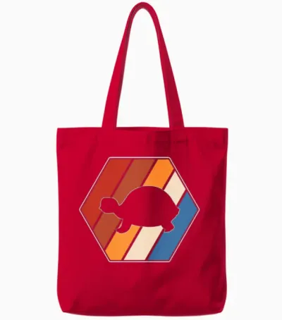 Turtle Retro Tote Bags - Red