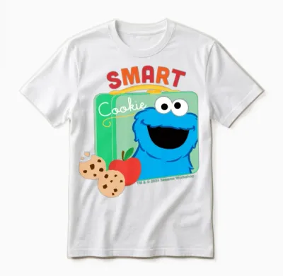 Sesame Street Cookie Monster Smart Inscription Unisex T-Shirt - White
