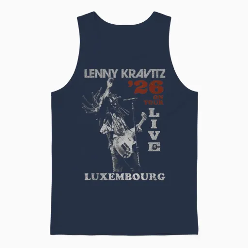 Lenny Kravitz World Tour 2026 Luxembourg Unisex Tank Top in Navy