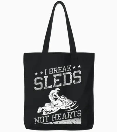 Funny Snowmobile Riding Tote Bags - Black
