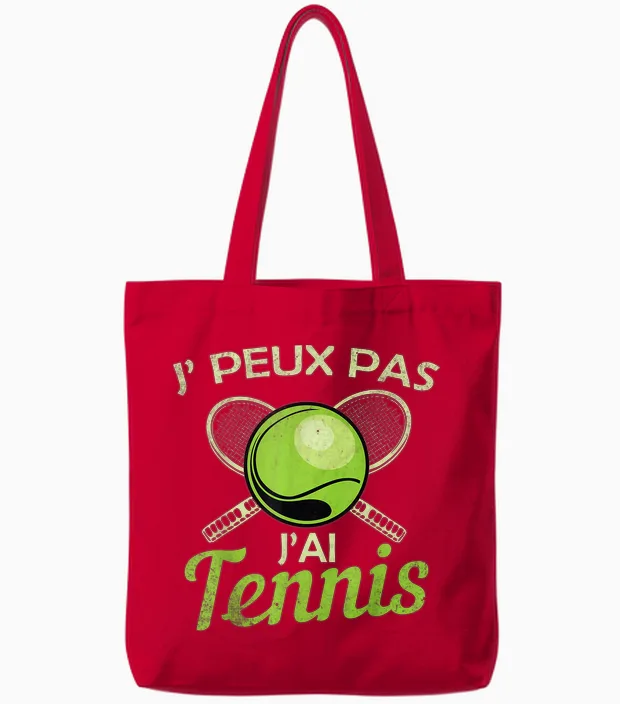 Je Peux Pas J'ai Tennis Player Racquet Supporter Funny Tote Bags in Red