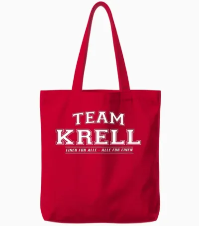Team Krell | Proud Family - Last Name Gift T-Shirt, Black Tote Bags - Red