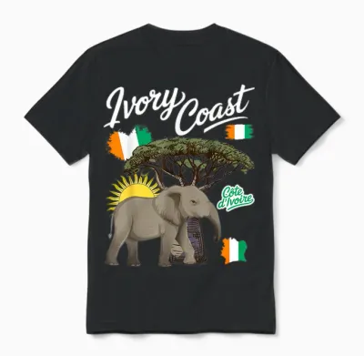 Ivorian Roots Tenue Pour Femme Motif éléphant Et Drapeau De La Côte D'ivoire Unisex T-Shirt - Black