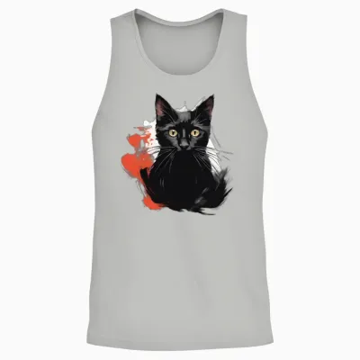 Black Cat Unisex Tank Top - Ash