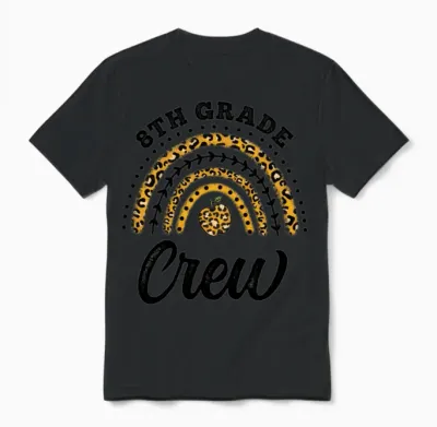 8th Grade Crew Rainbow 8th Grade Back to School Unisex T-Shirt - Black