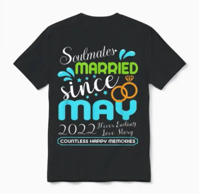 Married Since May 2022, 3rd Wedding Anniversary T-Shirt, Black, S Unisex T-Shirt - Black