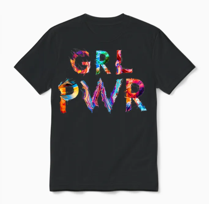 Girl Power Colorful Feminist for Women and Girls T-Shirt, Black, S Unisex T-Shirt in Black