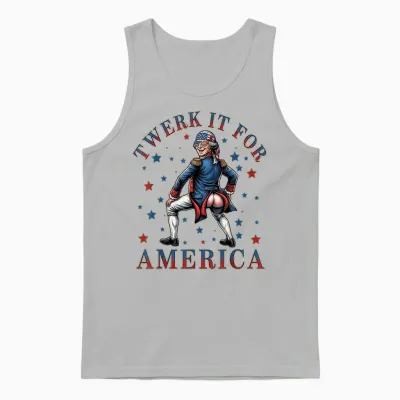 Twerk It for America Funny Patriotic Adult Humor 4th of July Unisex Tank Top - Ash