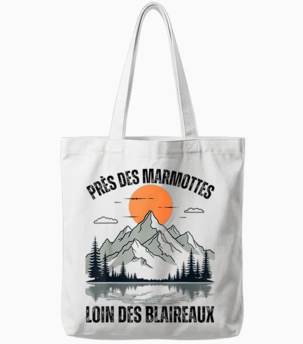 Near Marmots Away Badger Camping Mountain Nature T-Shirt, White, S Tote Bags in White