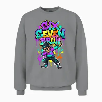 Six Seven 67 Schule Gen Alpha Slang Meme Unisex Sweatshirt - Sport Grey