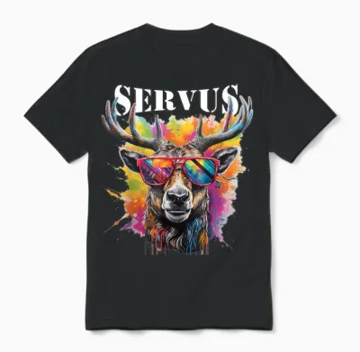 Servus Trachtenshirt Trachten Tracht Hirsch Tirol & Bayern Unisex T-Shirt - Black