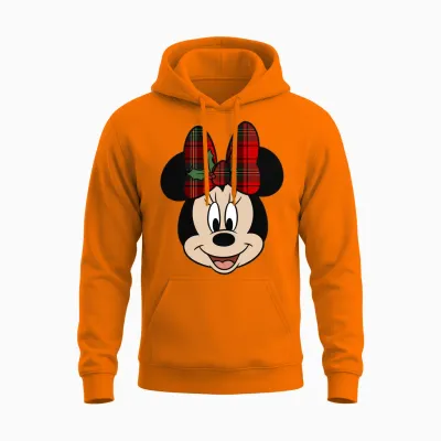 Disney Mickey and Friends Minnie Christmas Check Bow Unisex Hoodie - Safety Orange
