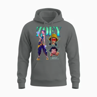 Kpop Demon Hunters Halloween Zoey Showcase Y2k Style Unisex Hoodie - Graphite Heather