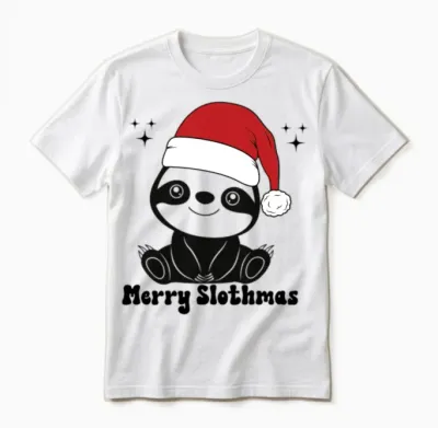 Sloth Christmas Shirt Merry Slothmas Christmas Unisex T-Shirt - White
