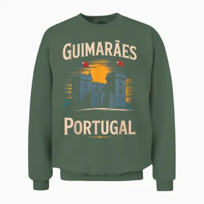Guimarães Portugal City Travel Icône Portugal Unisex Sweatshirt - Military Green
