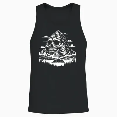 Hiking Hike Skull Nature Unisex Tank Top - Black