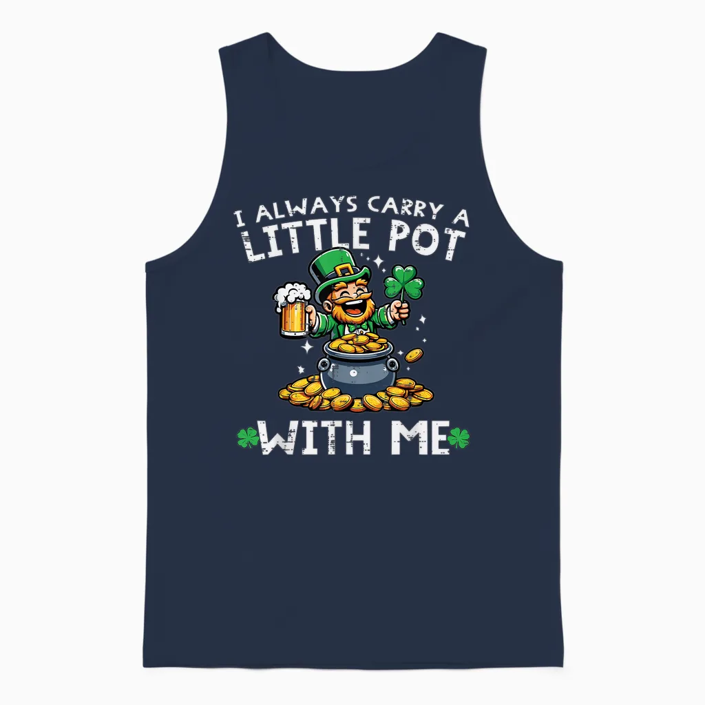 St Patricks Day I Always Carry Little Pot Saint Pattys Men Unisex Tank Top in Navy