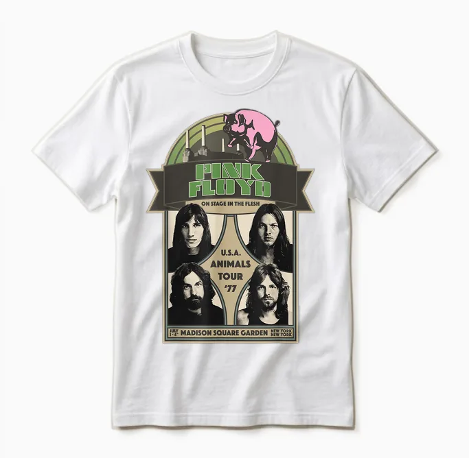 Pink Floyd Usa Animals Tour in Madison Square Garden 1977 Unisex T-Shirt in White