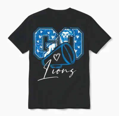 Go Cheer Lions Design Shirt for Men Women Girls Unisex T-Shirt - Black