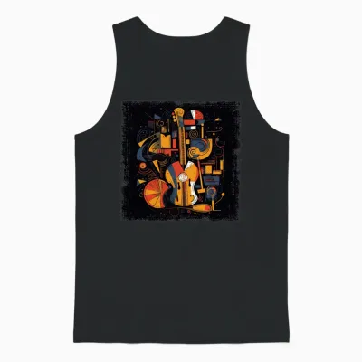 Abstract Music Instruments Unisex Tank Top - Black