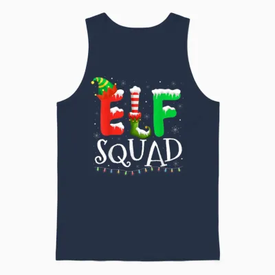 Elf Family Christmas Matching Pajamas Xmas Elf Squad Unisex Tank Top - Navy