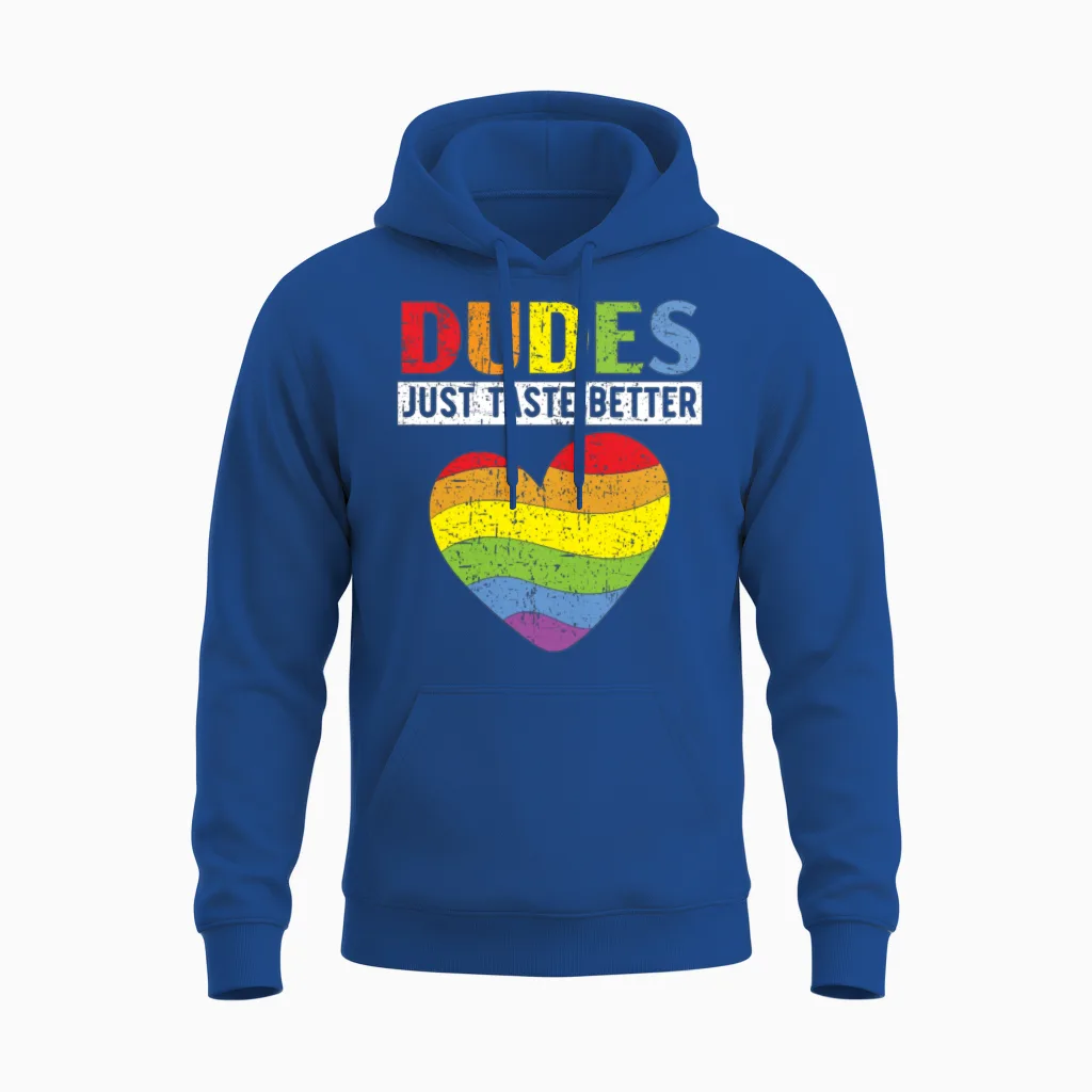 Dudes Just Taste Better Pride Month Lgbtq Gay Unisex Hoodie in Royal