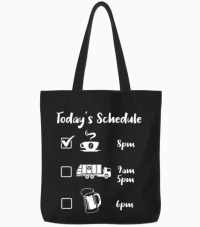 Today's Schedule Garbage Truck Garbage Vehicles Tote Bags - Black