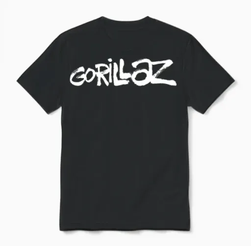 Gorillaz White Paint Brush Logo T-Shirt Haut De Gamme Unisex T-Shirt in Black