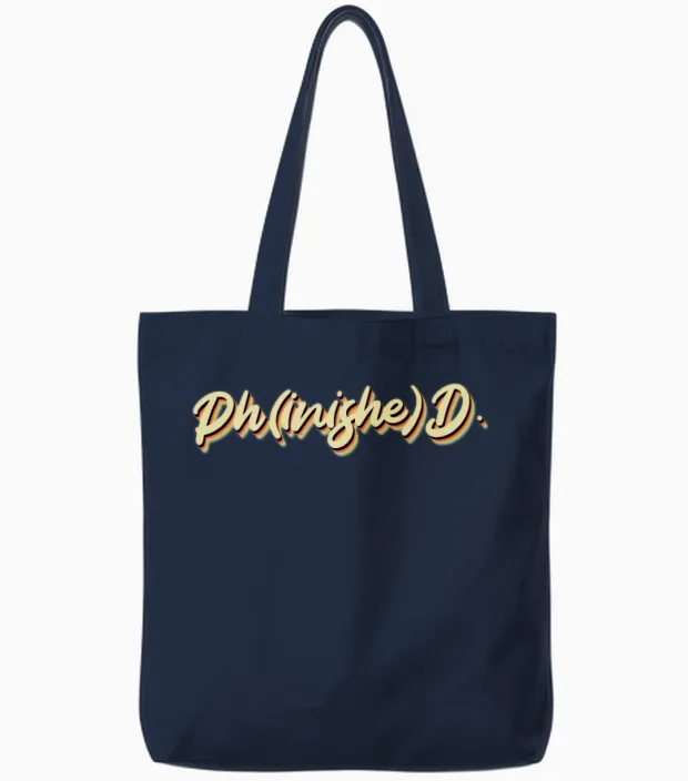 Phinished Finished Graduation Doctor Degree Ph.d Tote Bags in Navy