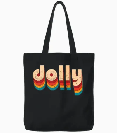 Retro Dolly Name Tote Bags - Black