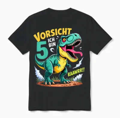 Dinosaurier 5 Geburtstag Deko Ich Bin 5 Dino Jungen 5 Jahre Unisex T-Shirt - Black