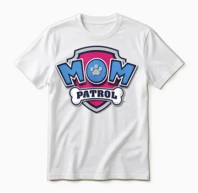 Paw Patrol Mother's Day Mom Patrol Badge Unisex T-Shirt - White