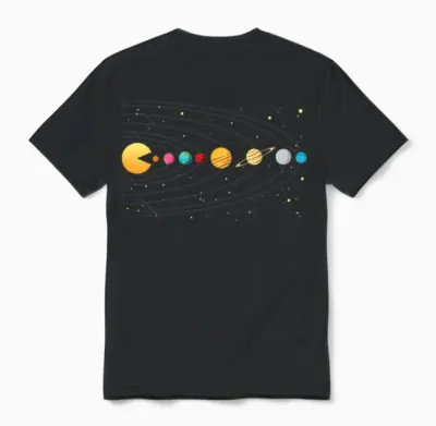 Funny Solar System - Astronauts Space Video Games Unisex T-Shirt - Black