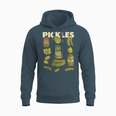 Pickles Design Funny Cucumber with Preserving Jars Unisex Hoodie - Dark Heather