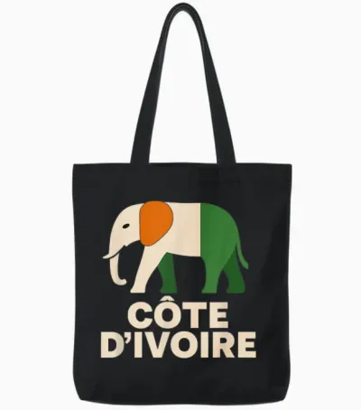 Ivory Coast Elephant Côte D’ivoire Flag. Men, Women & Tote Bags - Black