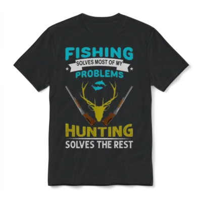 Fishing...the Rest - Fishing and Hunting Design Unisex T-Shirt - Black