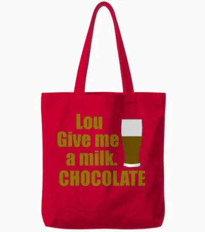 Lou Give Me a Milk. Chocolate - Back to the Future Tote Bags - Red