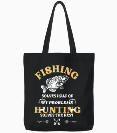 Funny Fishing Tote Bags - Black