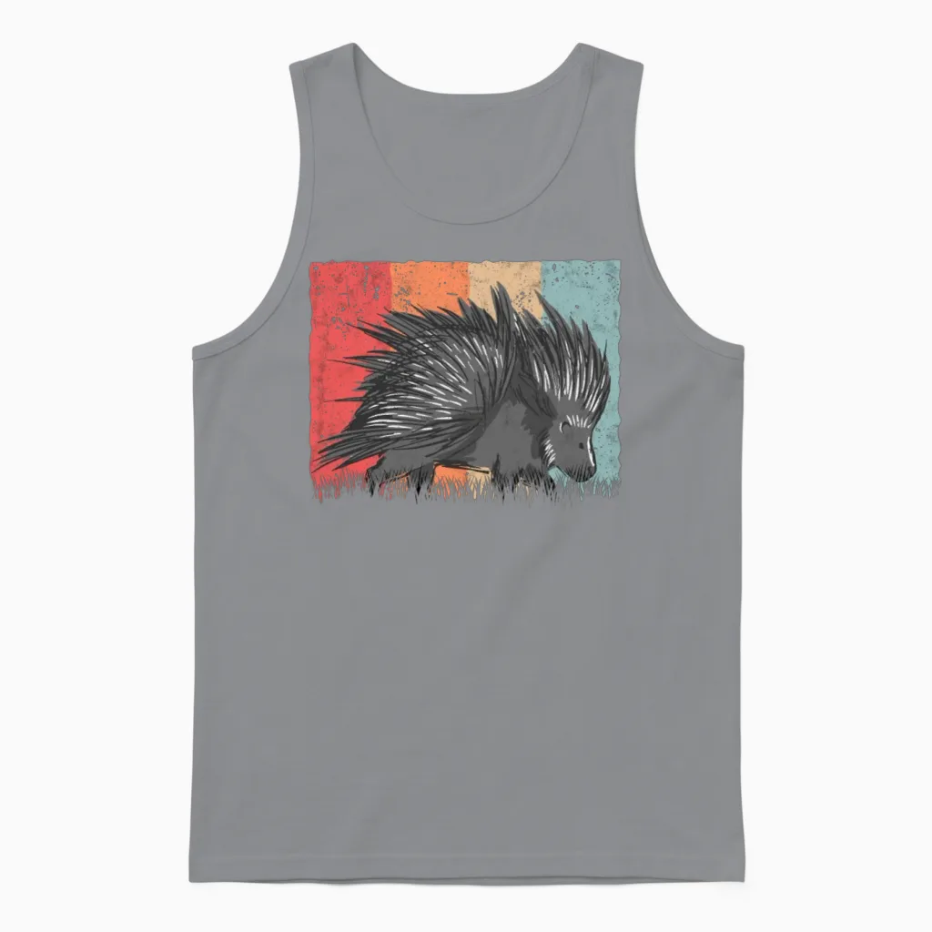 Porcupine Vintage Retro Unisex Tank Top - Sport Grey